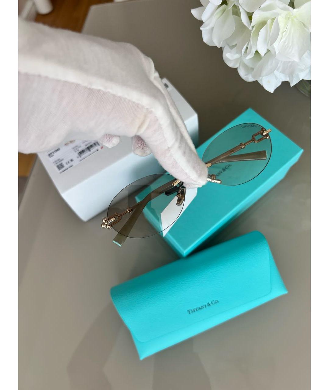 TIFFANY&CO Бежевые металлические солнцезащитные очки, фото 5