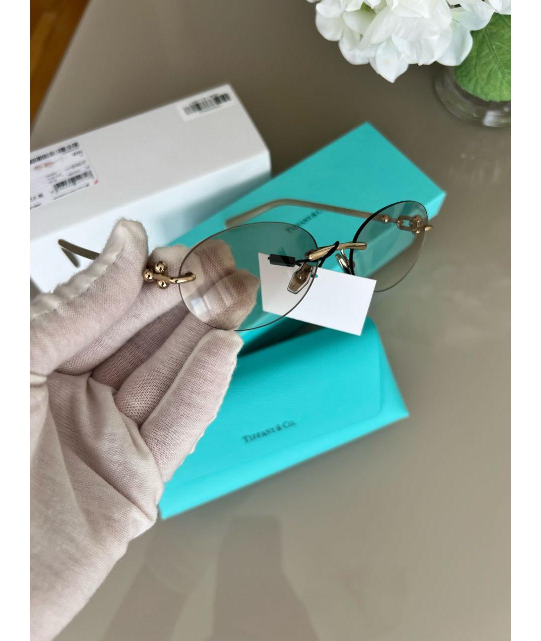 TIFFANY&CO Бежевые металлические солнцезащитные очки, фото 2