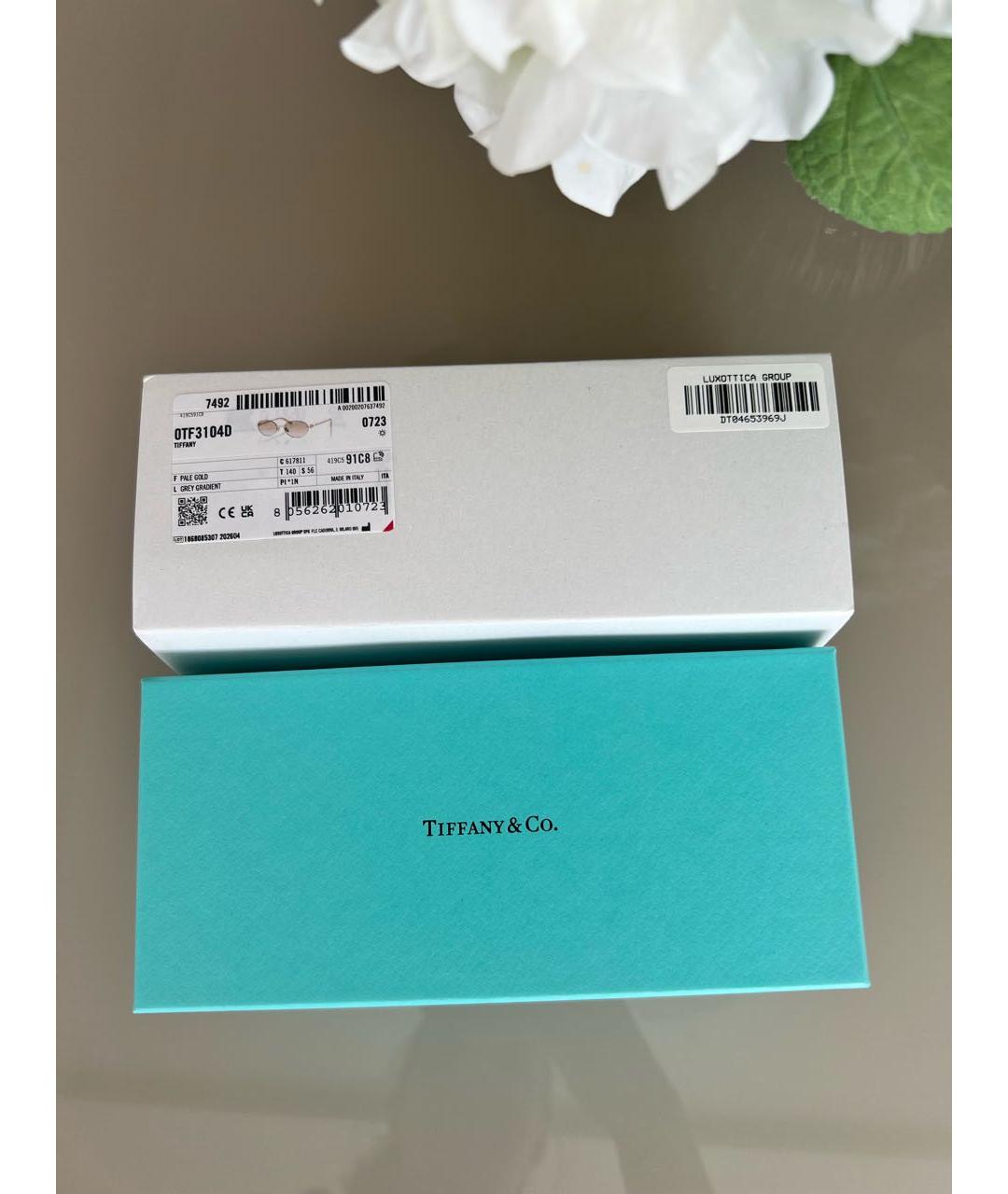 TIFFANY&CO Бежевые металлические солнцезащитные очки, фото 4