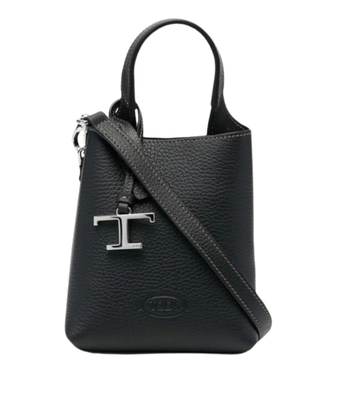 TOD'S Черная кожаная сумка с короткими ручками, фото 1