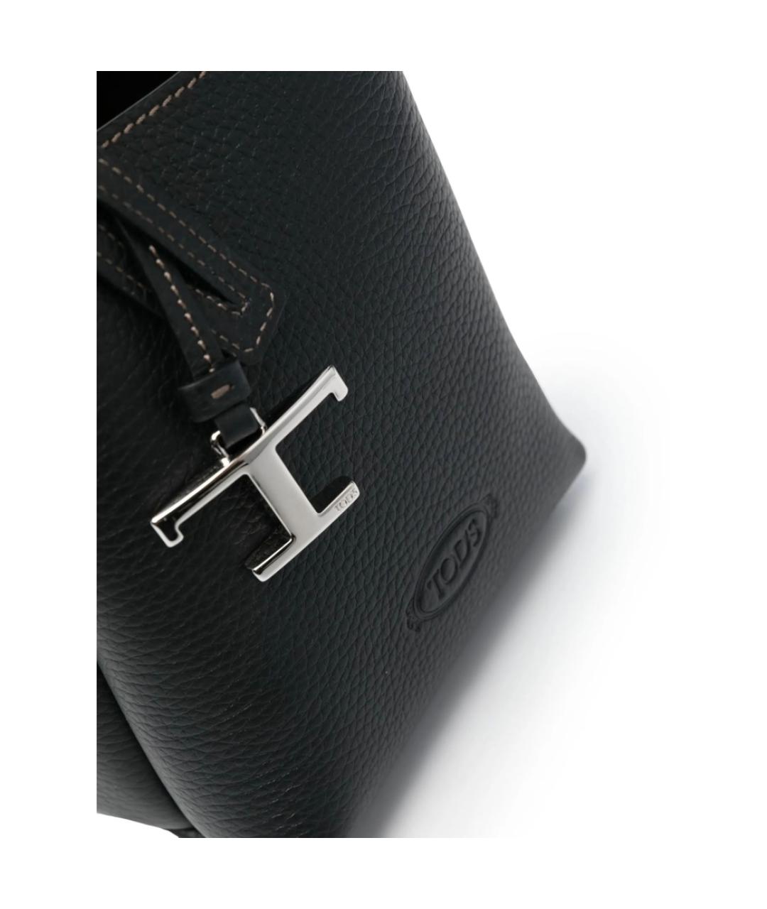 TOD'S Черная кожаная сумка с короткими ручками, фото 5