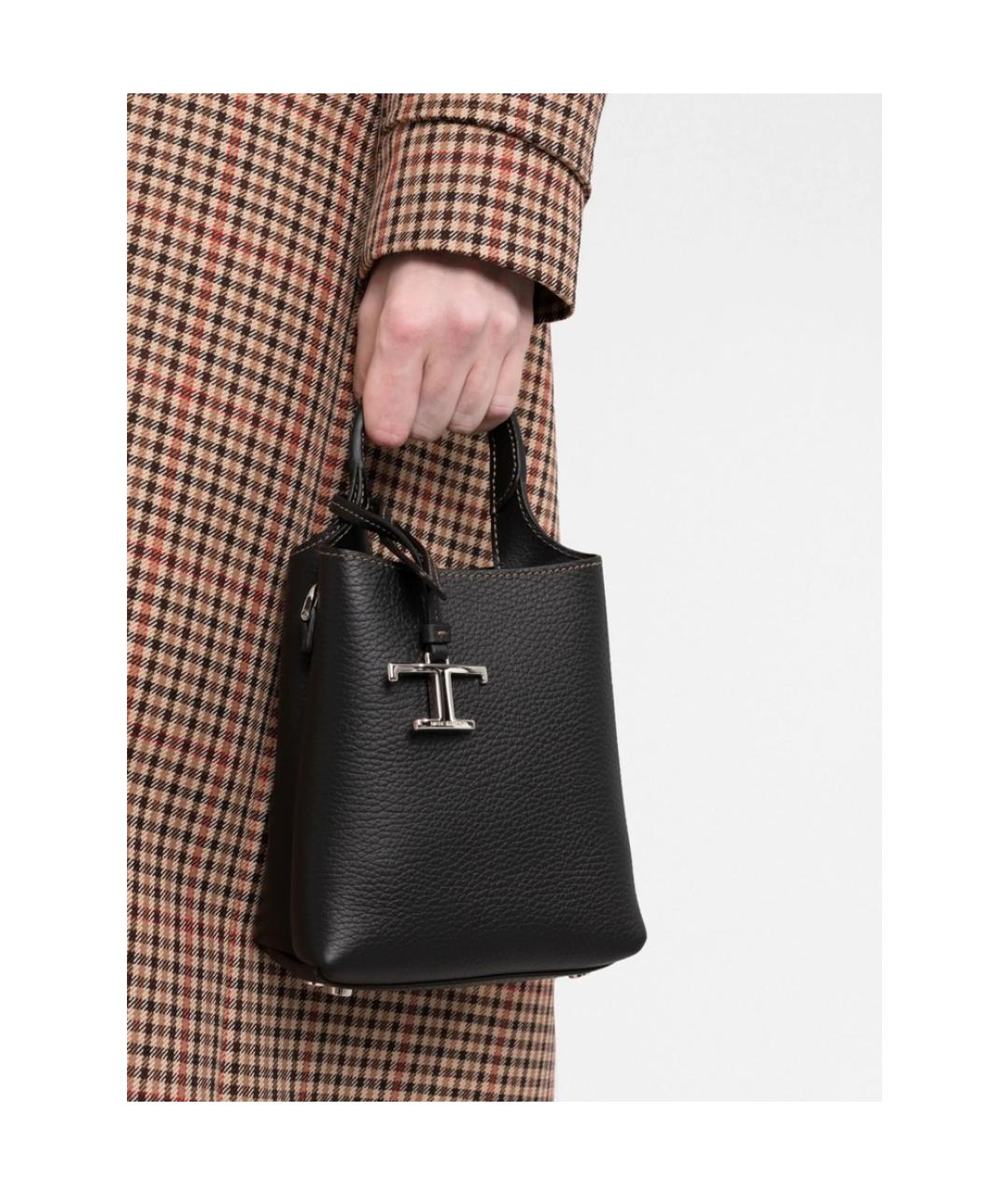 TOD'S Черная кожаная сумка с короткими ручками, фото 3