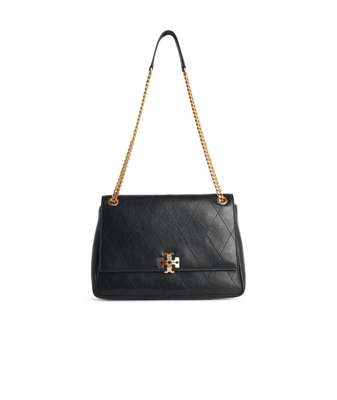 TORY BURCH Черная кожаная сумка с короткими ручками, фото 1