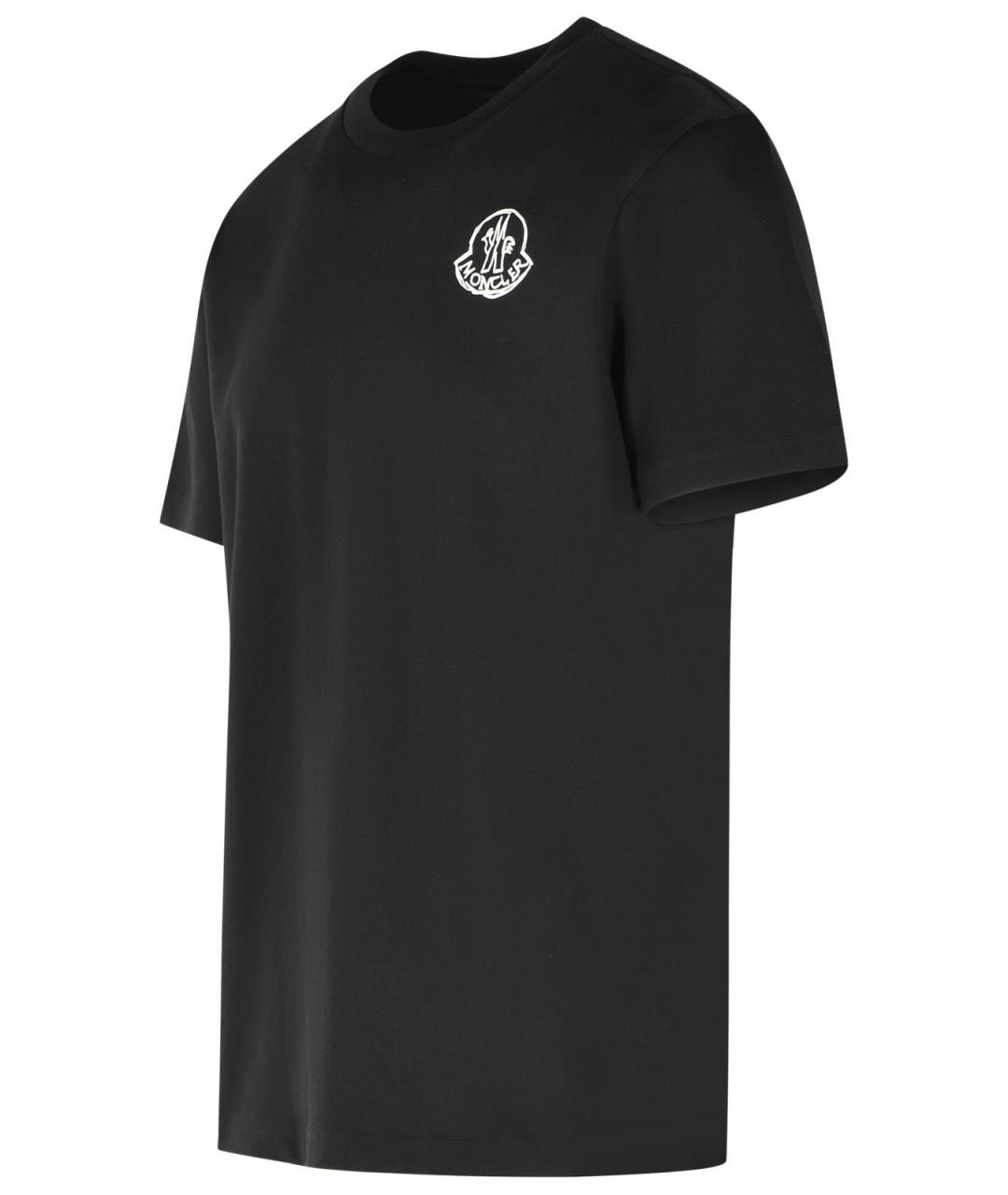 MONCLER Черная хлопковая футболка, фото 2