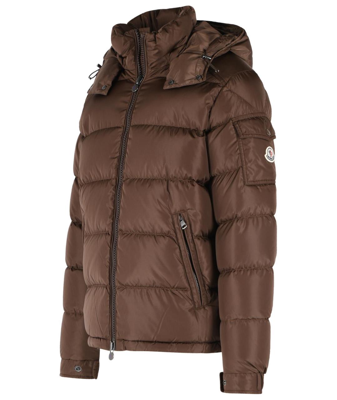 MONCLER Коричневый полиамидовый пуховик, фото 2