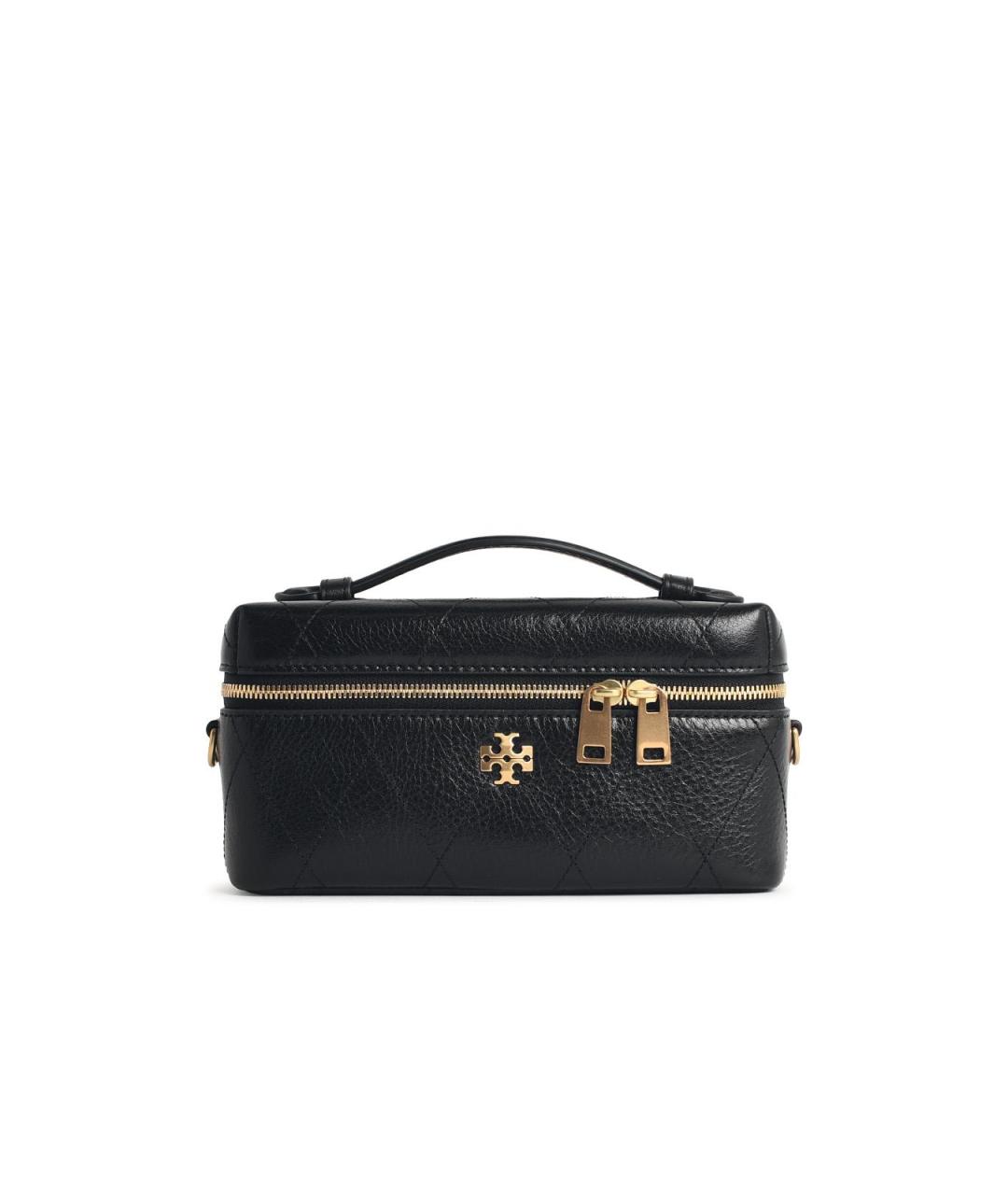 TORY BURCH Черная кожаная сумка с короткими ручками, фото 1