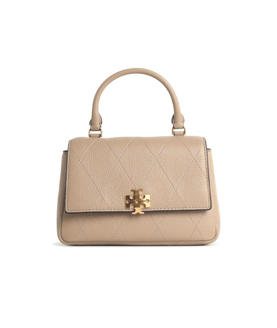 TORY BURCH Бежевая кожаная сумка с короткими ручками, фото 1