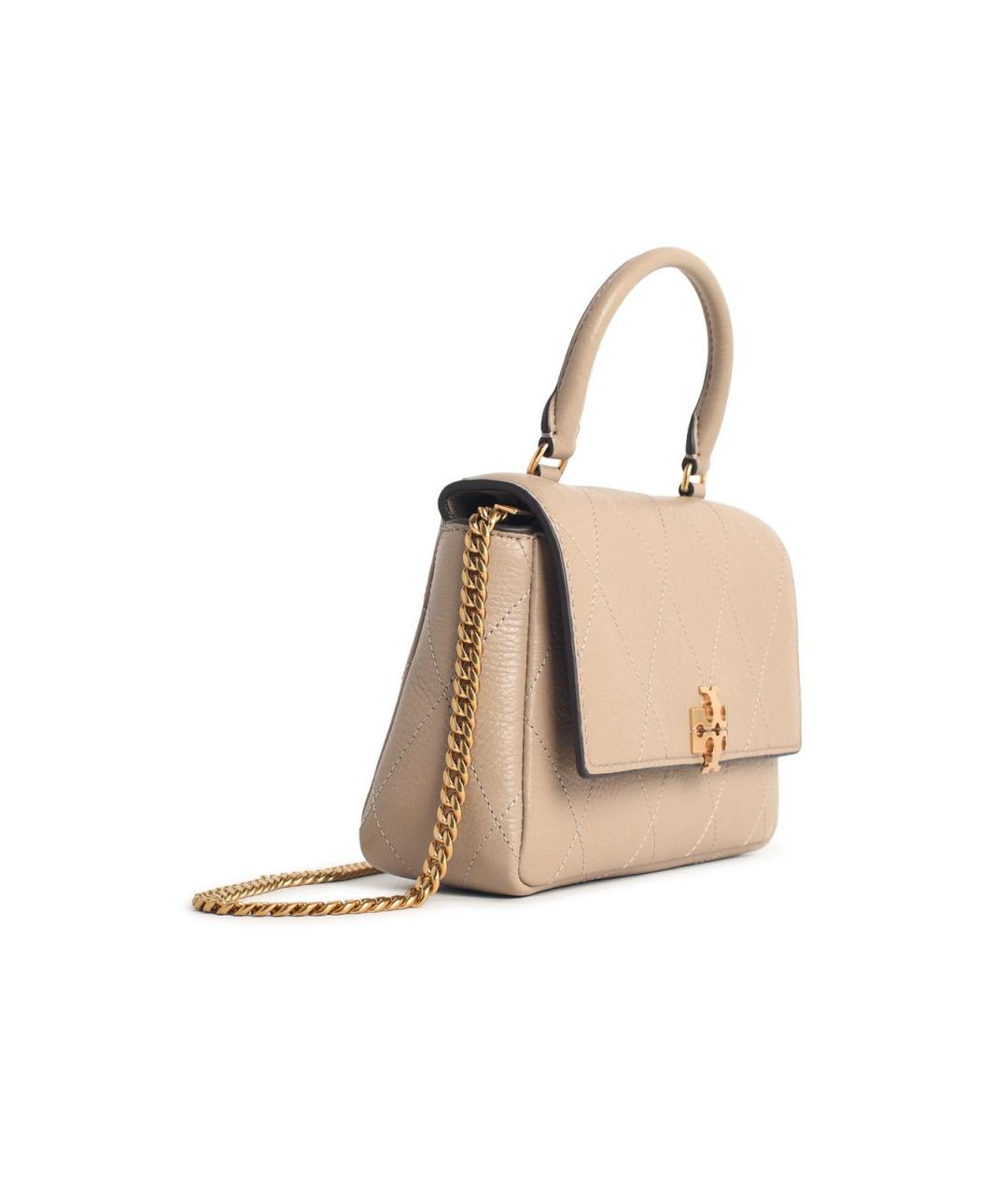 TORY BURCH Бежевая кожаная сумка с короткими ручками, фото 2