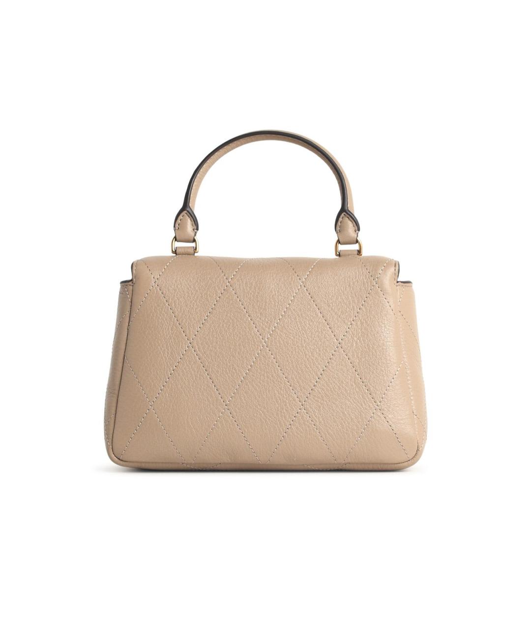TORY BURCH Бежевая кожаная сумка с короткими ручками, фото 3