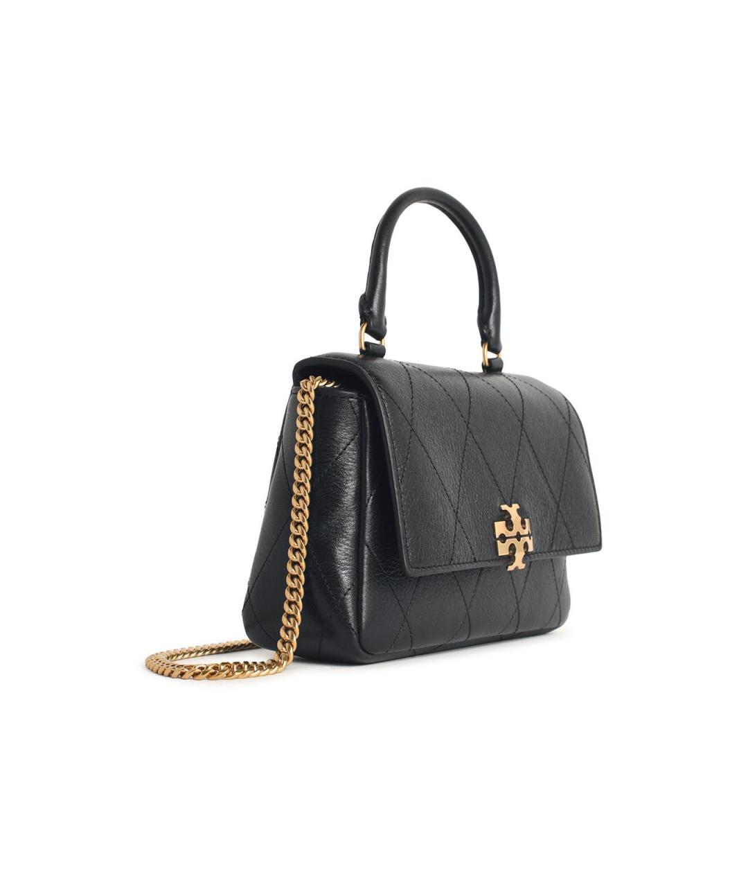 TORY BURCH Черная кожаная сумка с короткими ручками, фото 2