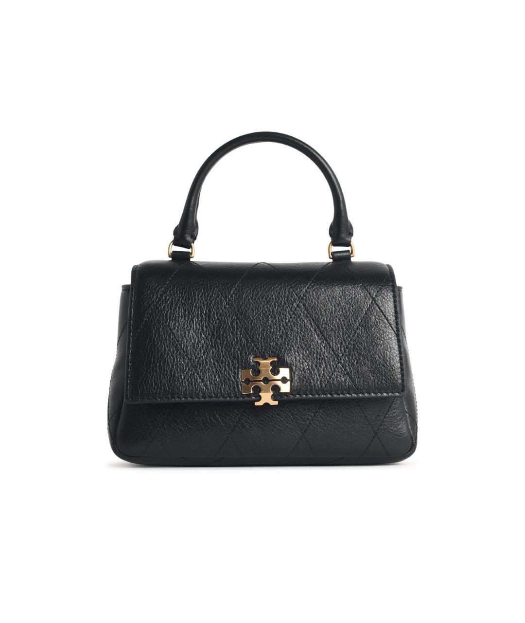 TORY BURCH Черная кожаная сумка с короткими ручками, фото 1