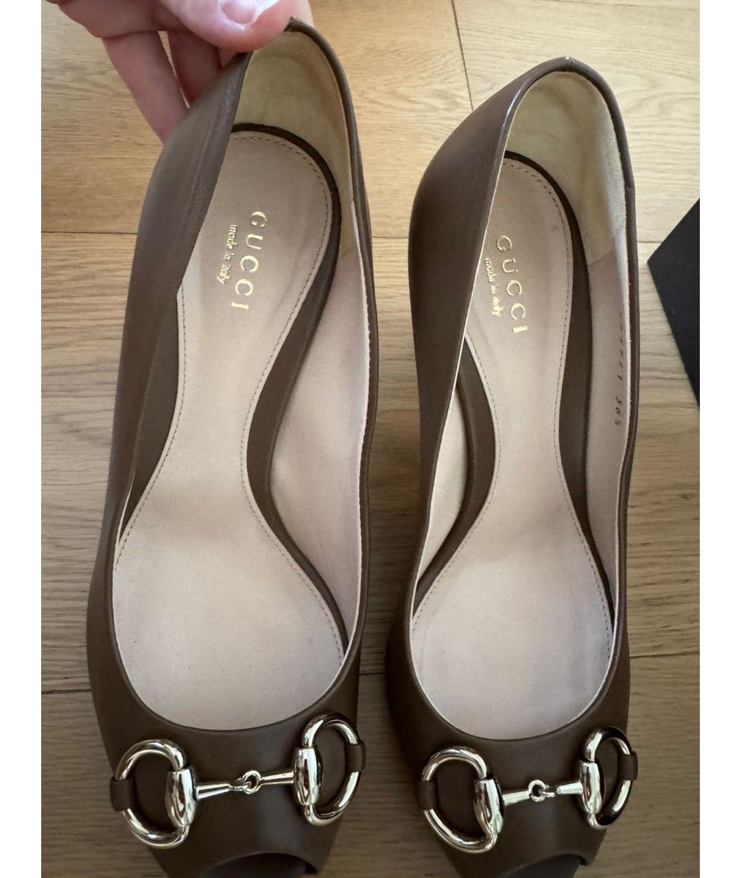 GUCCI Коричневые кожаные туфли, фото 5
