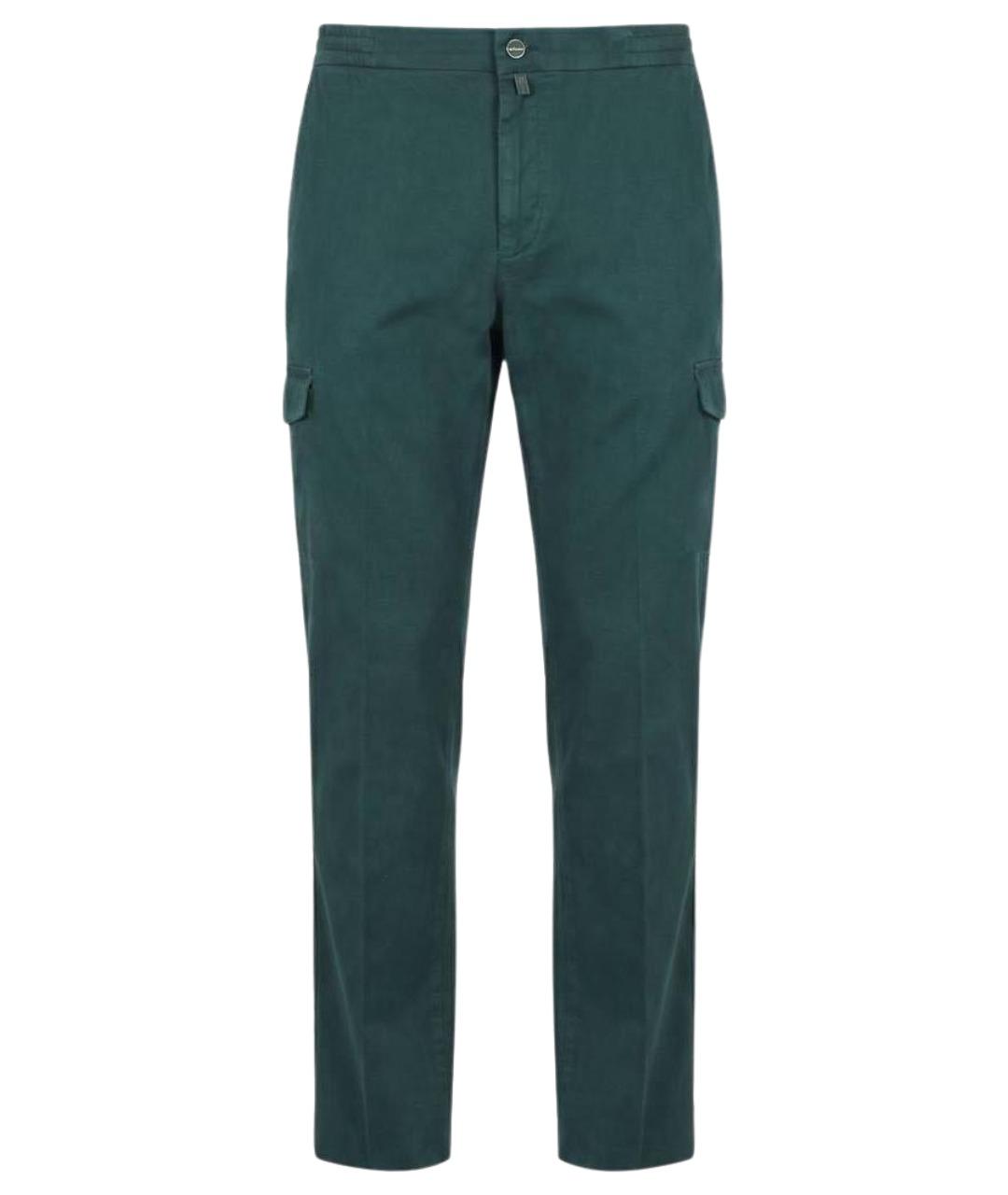 KITON Зеленые хлопко-эластановые повседневные брюки, фото 1