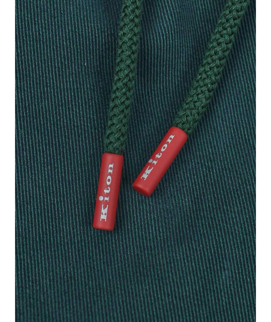 KITON Зеленые хлопко-эластановые повседневные брюки, фото 7
