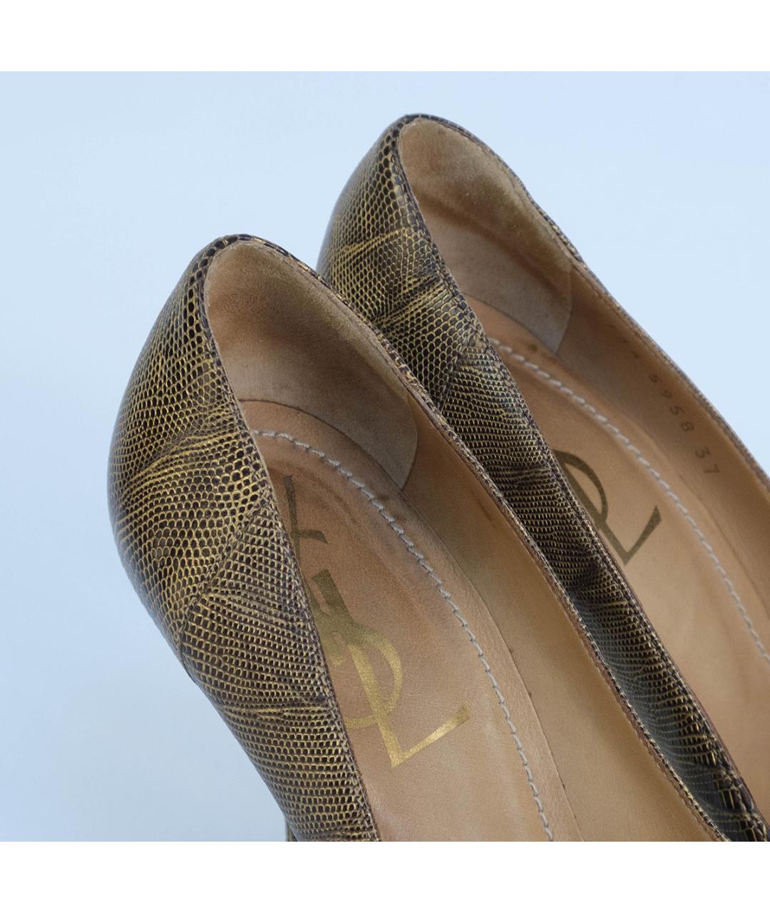 SAINT LAURENT Коричневые кожаные туфли, фото 5