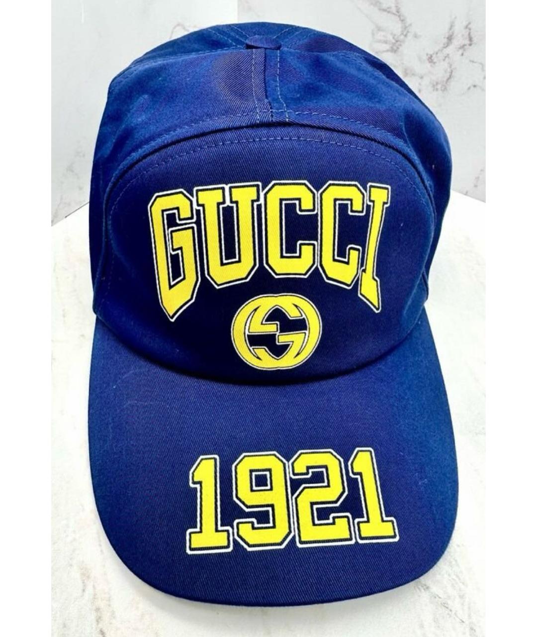 GUCCI Синяя хлопковая кепка, фото 4