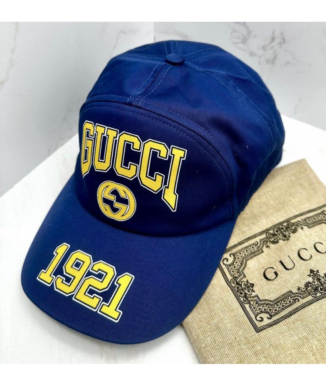 GUCCI Синяя хлопковая кепка, фото 2