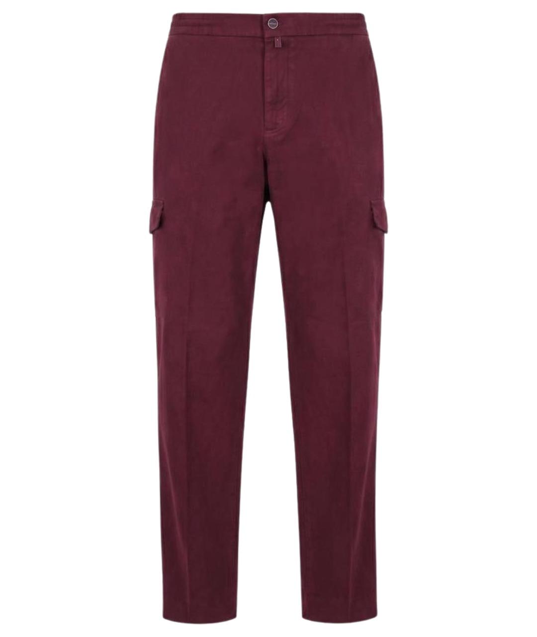 KITON Бордовые хлопко-эластановые повседневные брюки, фото 1
