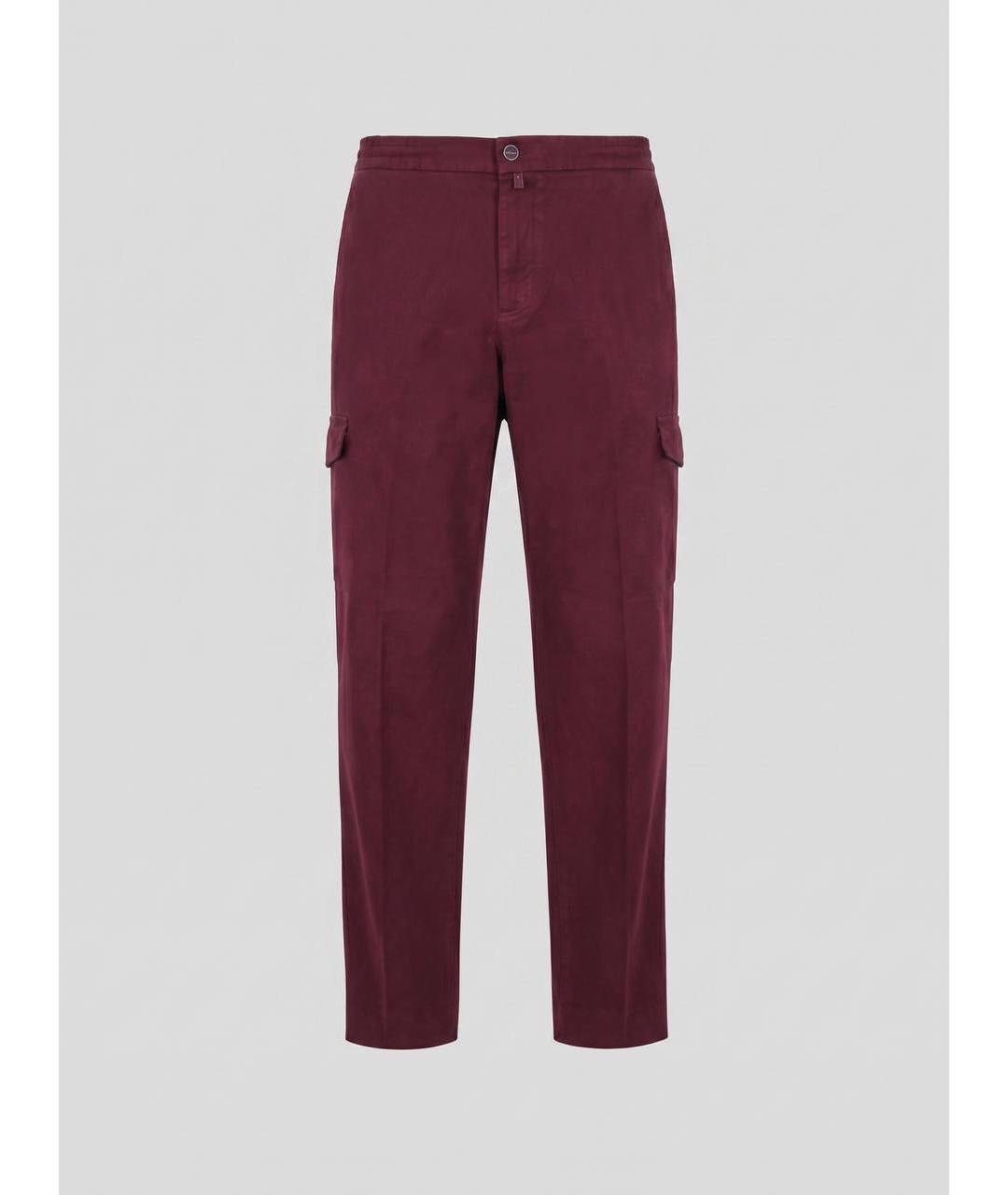 KITON Бордовые хлопко-эластановые повседневные брюки, фото 9