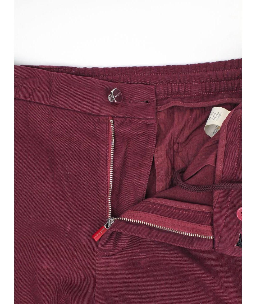 KITON Бордовые хлопко-эластановые повседневные брюки, фото 4
