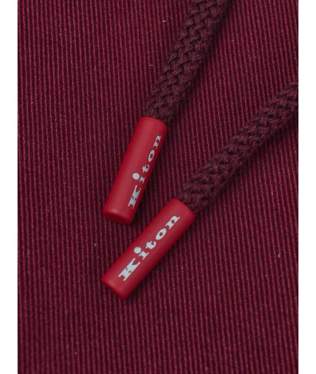 KITON Бордовые хлопко-эластановые повседневные брюки, фото 5