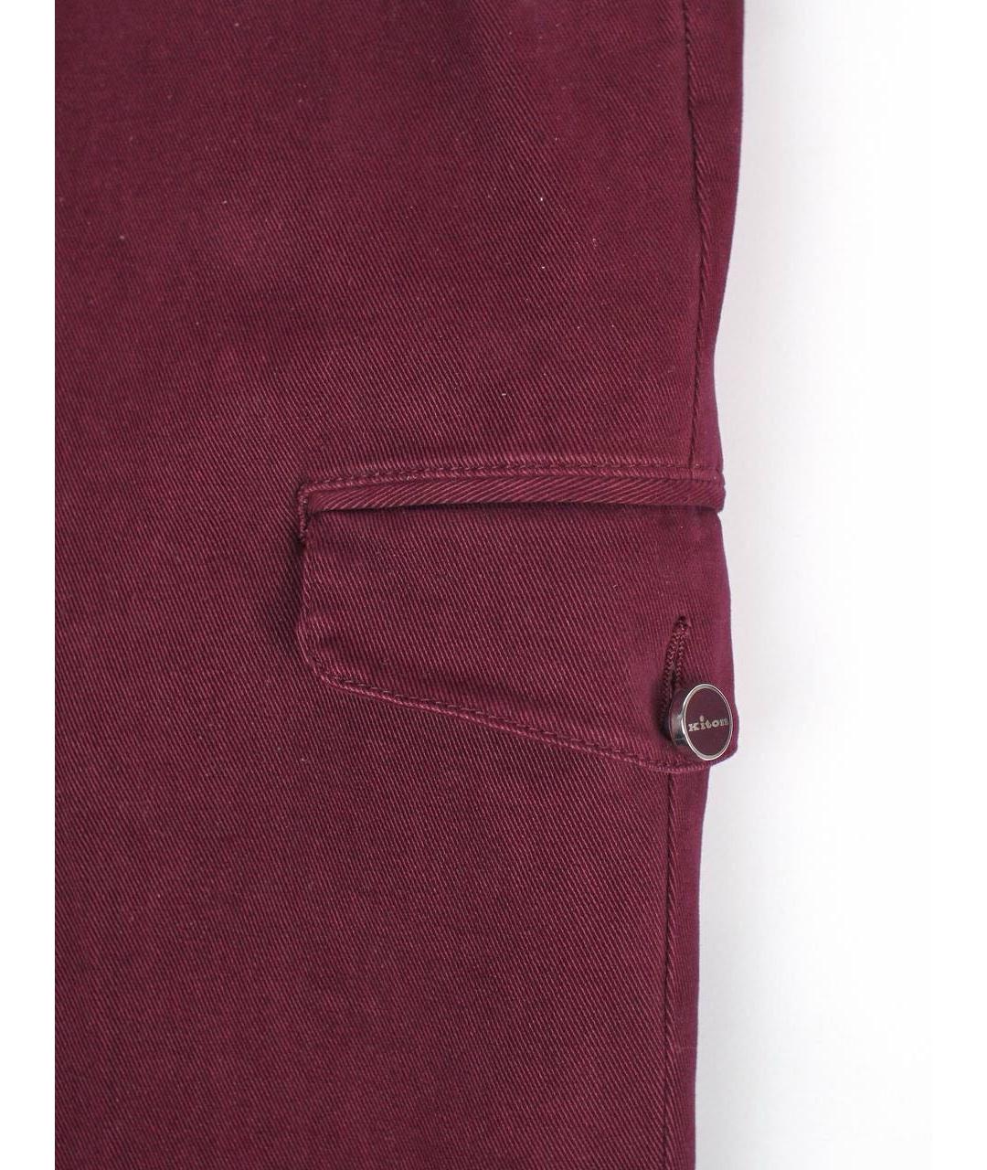 KITON Бордовые хлопко-эластановые повседневные брюки, фото 6
