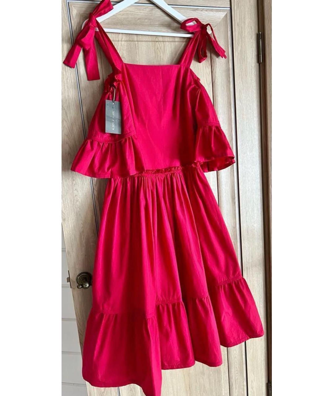 ALBERTA FERRETTI Красное хлопковое платье, фото 9