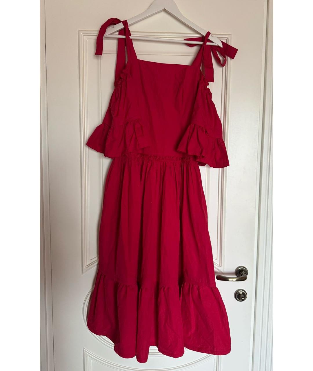 ALBERTA FERRETTI Красное хлопковое платье, фото 2