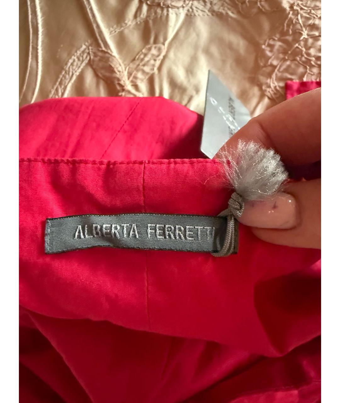 ALBERTA FERRETTI Красное хлопковое платье, фото 4