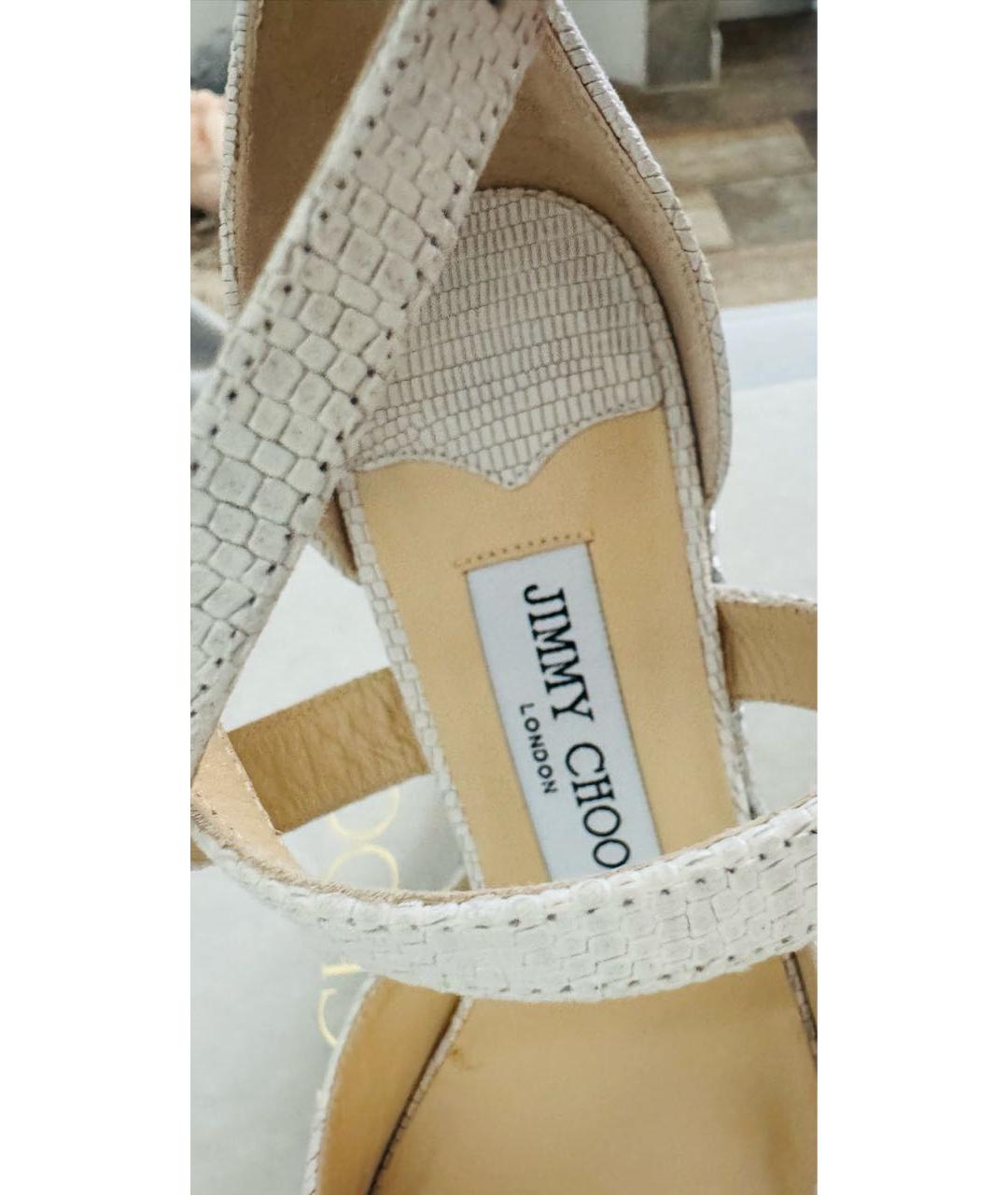 JIMMY CHOO Белые кожаные босоножки, фото 5