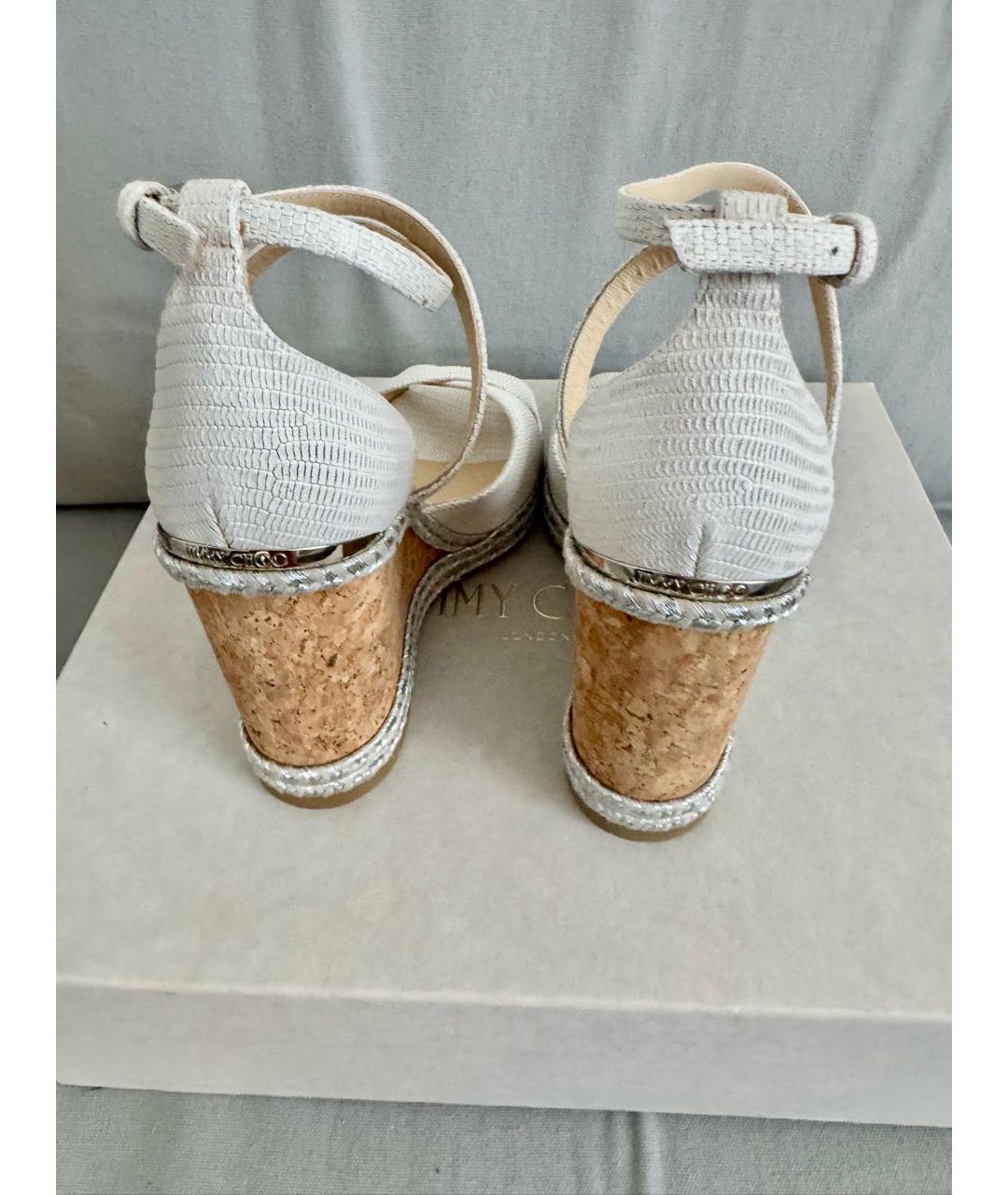 JIMMY CHOO Белые кожаные босоножки, фото 3