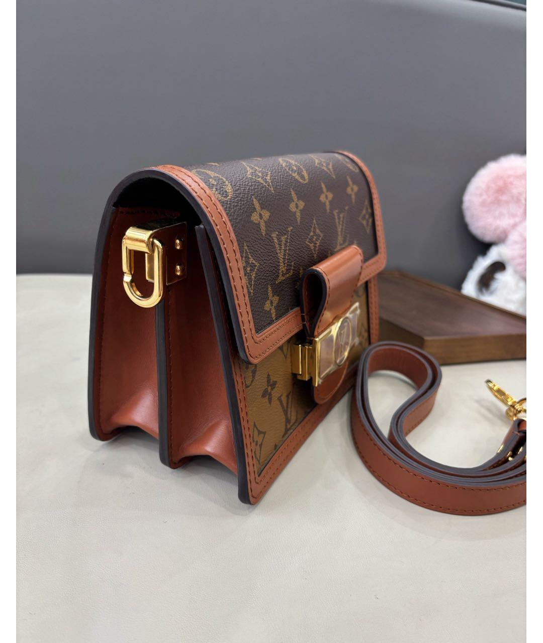LOUIS VUITTON Коричневая кожаная сумка через плечо, фото 5