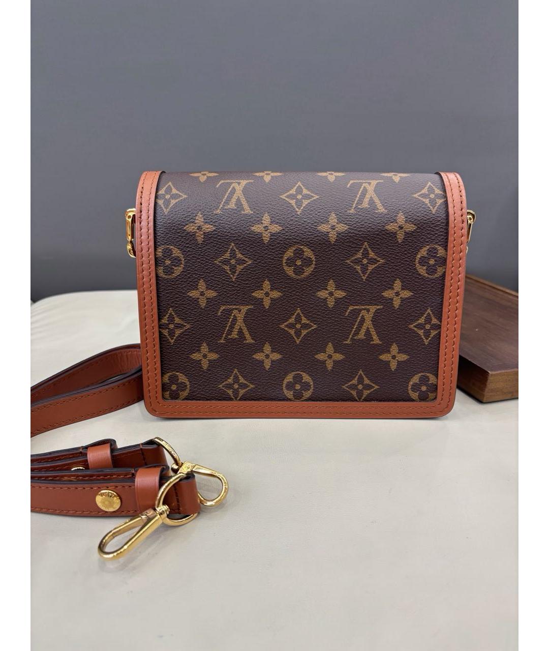 LOUIS VUITTON Коричневая кожаная сумка через плечо, фото 4