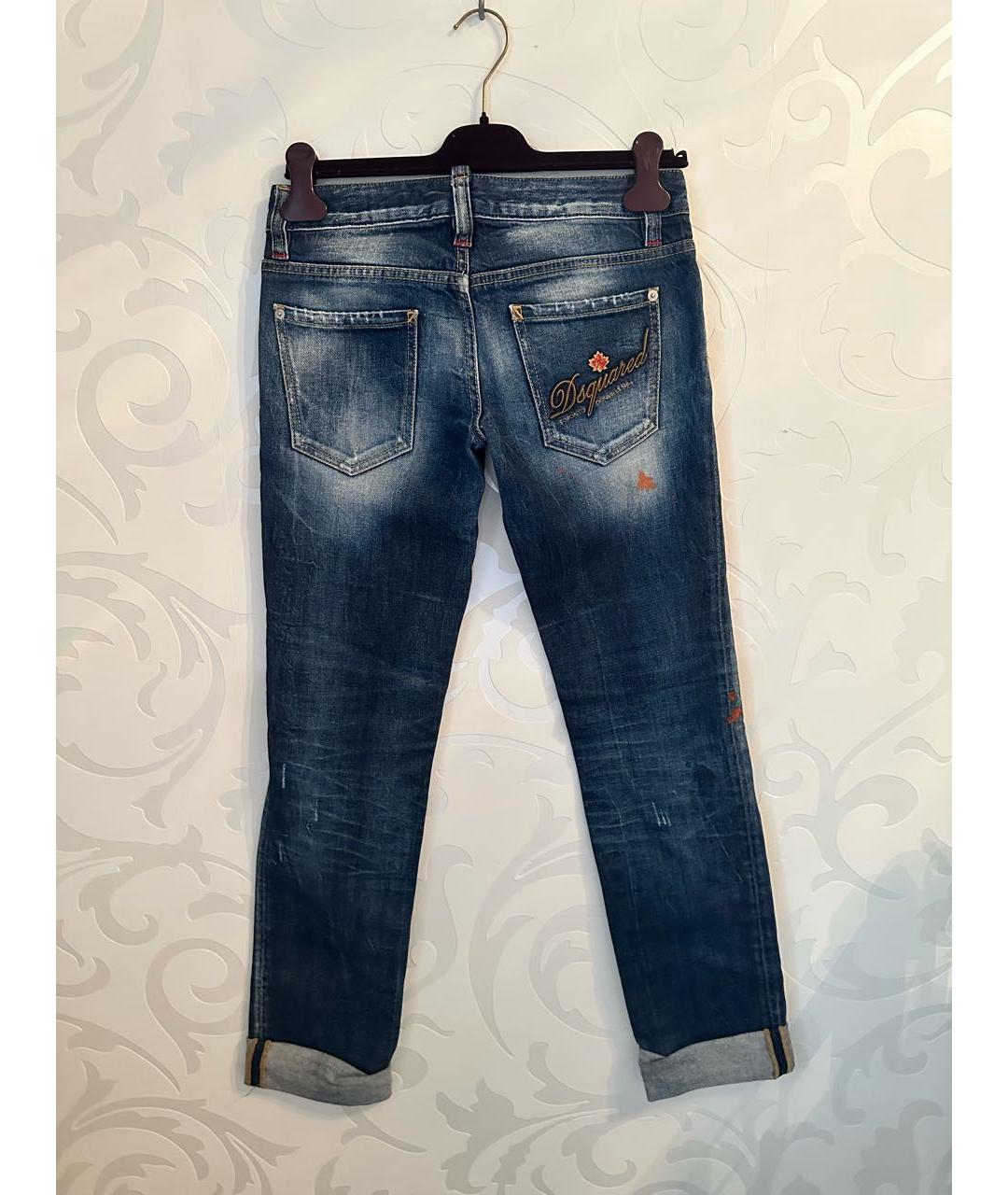 DSQUARED2 Синие хлопко-эластановые прямые джинсы, фото 2