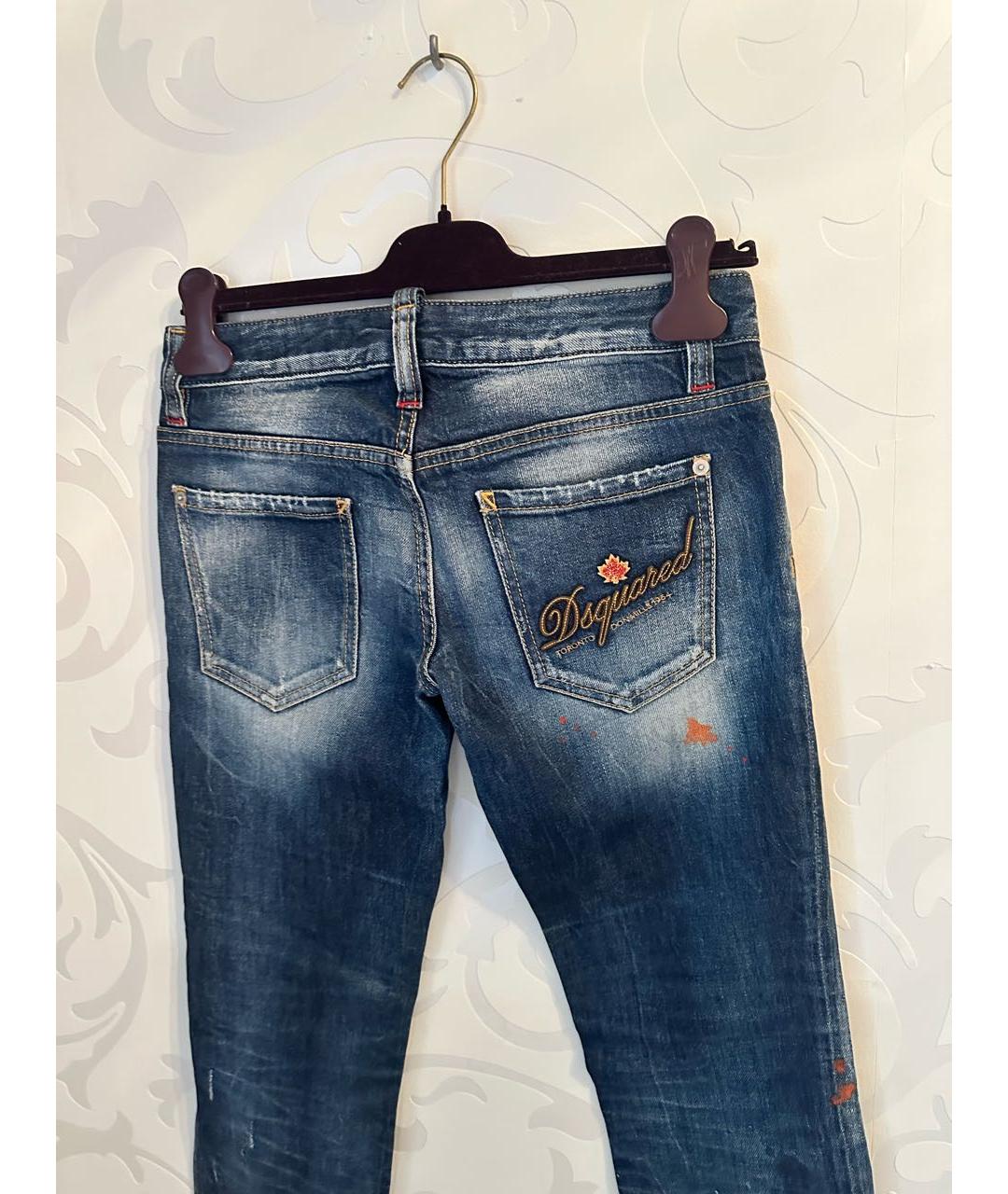 DSQUARED2 Синие хлопко-эластановые прямые джинсы, фото 5