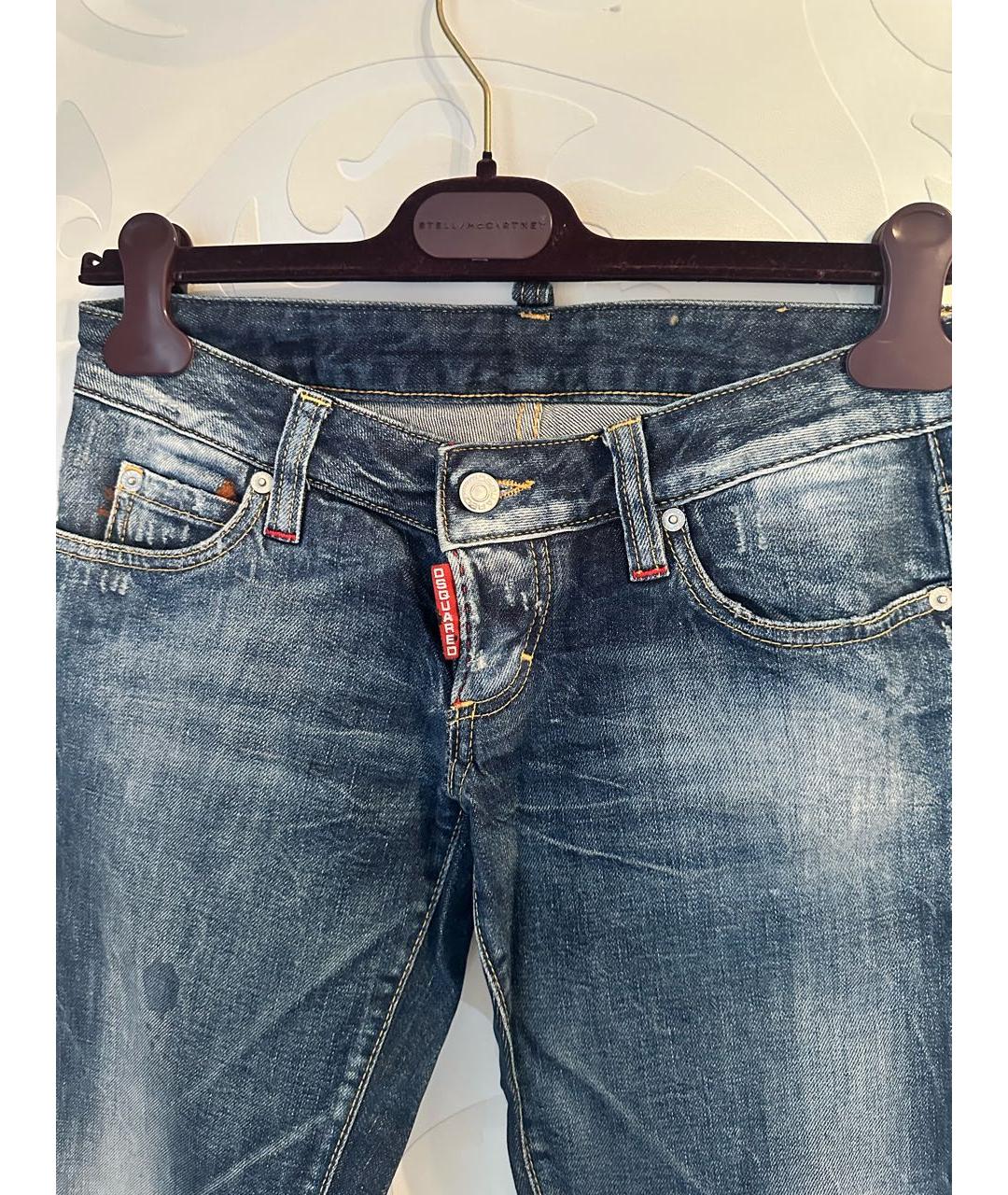 DSQUARED2 Синие хлопко-эластановые прямые джинсы, фото 4
