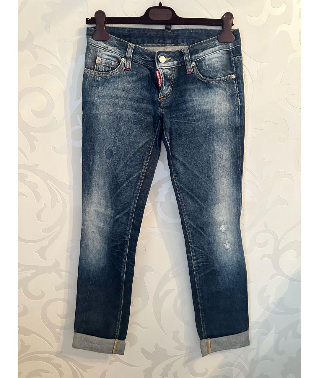DSQUARED2 Синие хлопко-эластановые прямые джинсы, фото 7