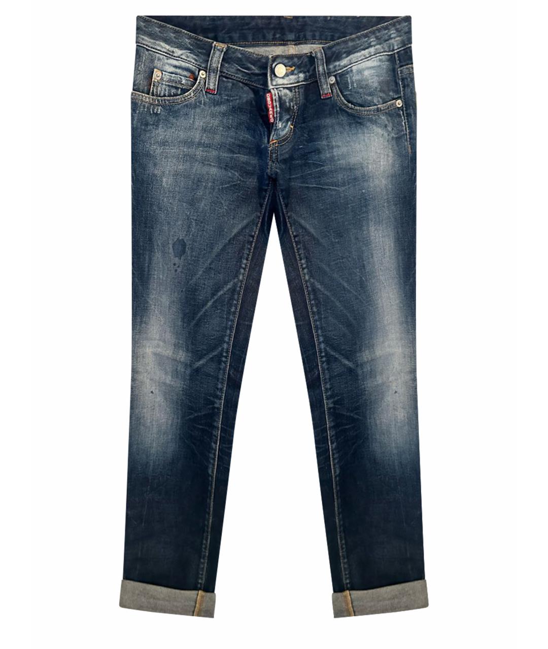 DSQUARED2 Синие хлопко-эластановые прямые джинсы, фото 1