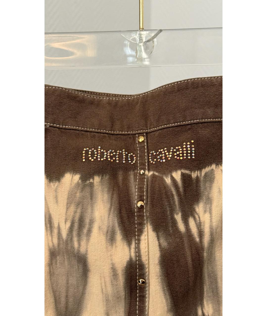 ROBERTO CAVALLI Коричневая замшевая юбка миди, фото 2