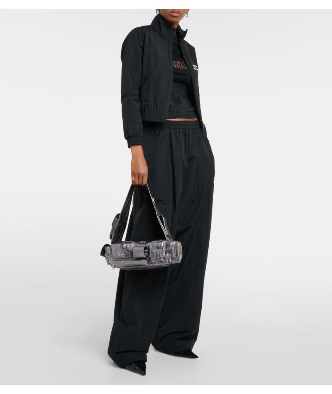 BALENCIAGA Серебряная кожаная сумка с короткими ручками, фото 6