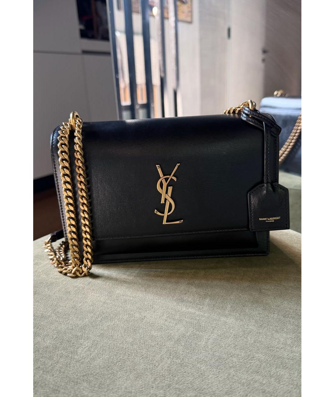 SAINT LAURENT Черная кожаная сумка через плечо, фото 5