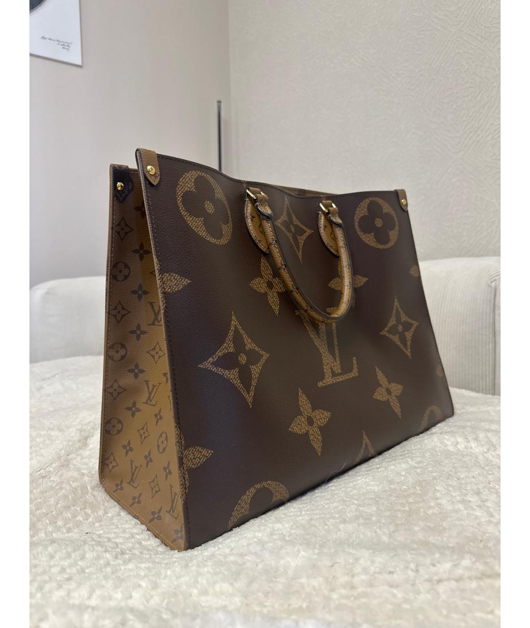 LOUIS VUITTON Коричневая кожаная сумка с короткими ручками, фото 2