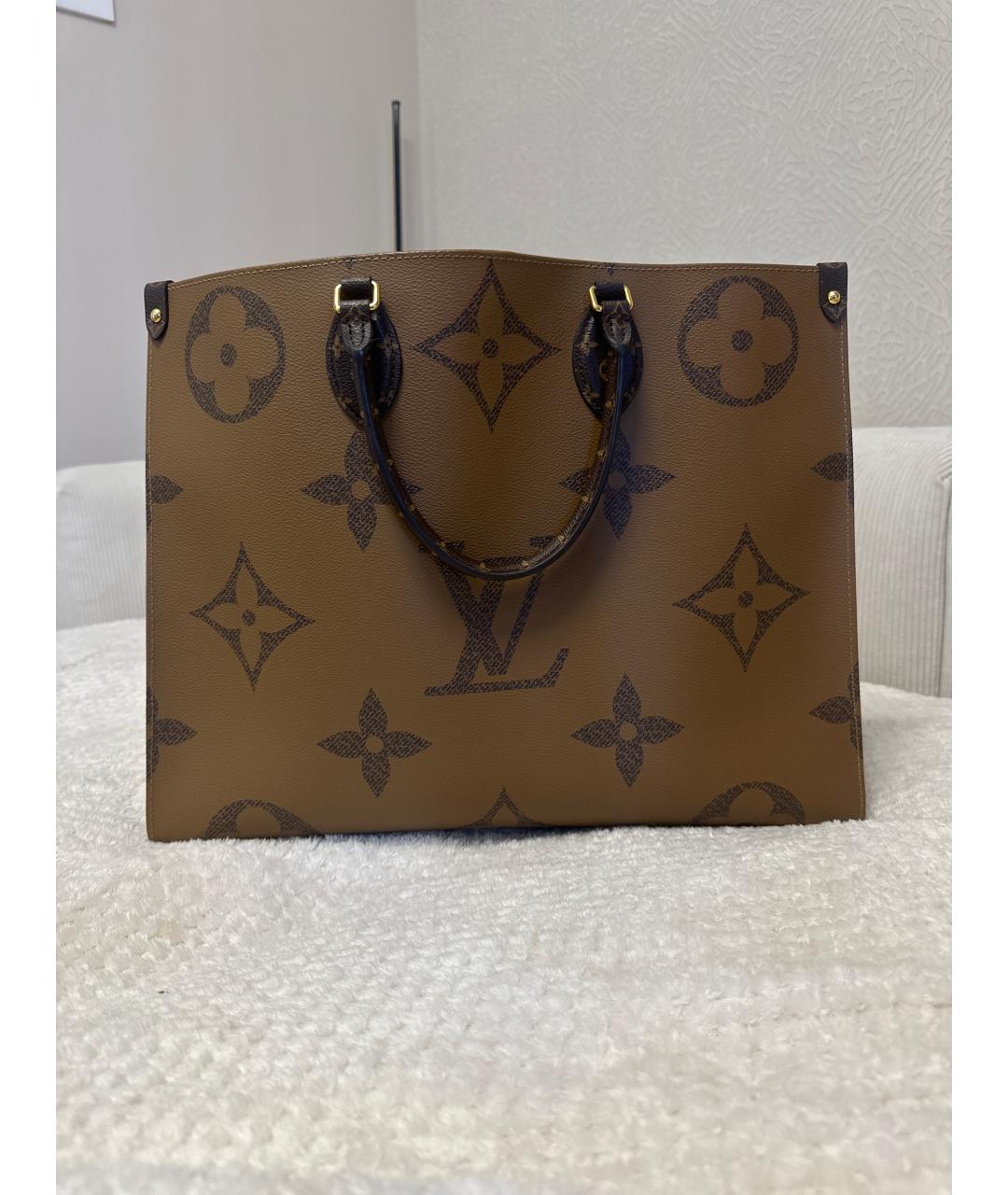 LOUIS VUITTON Коричневая кожаная сумка с короткими ручками, фото 5
