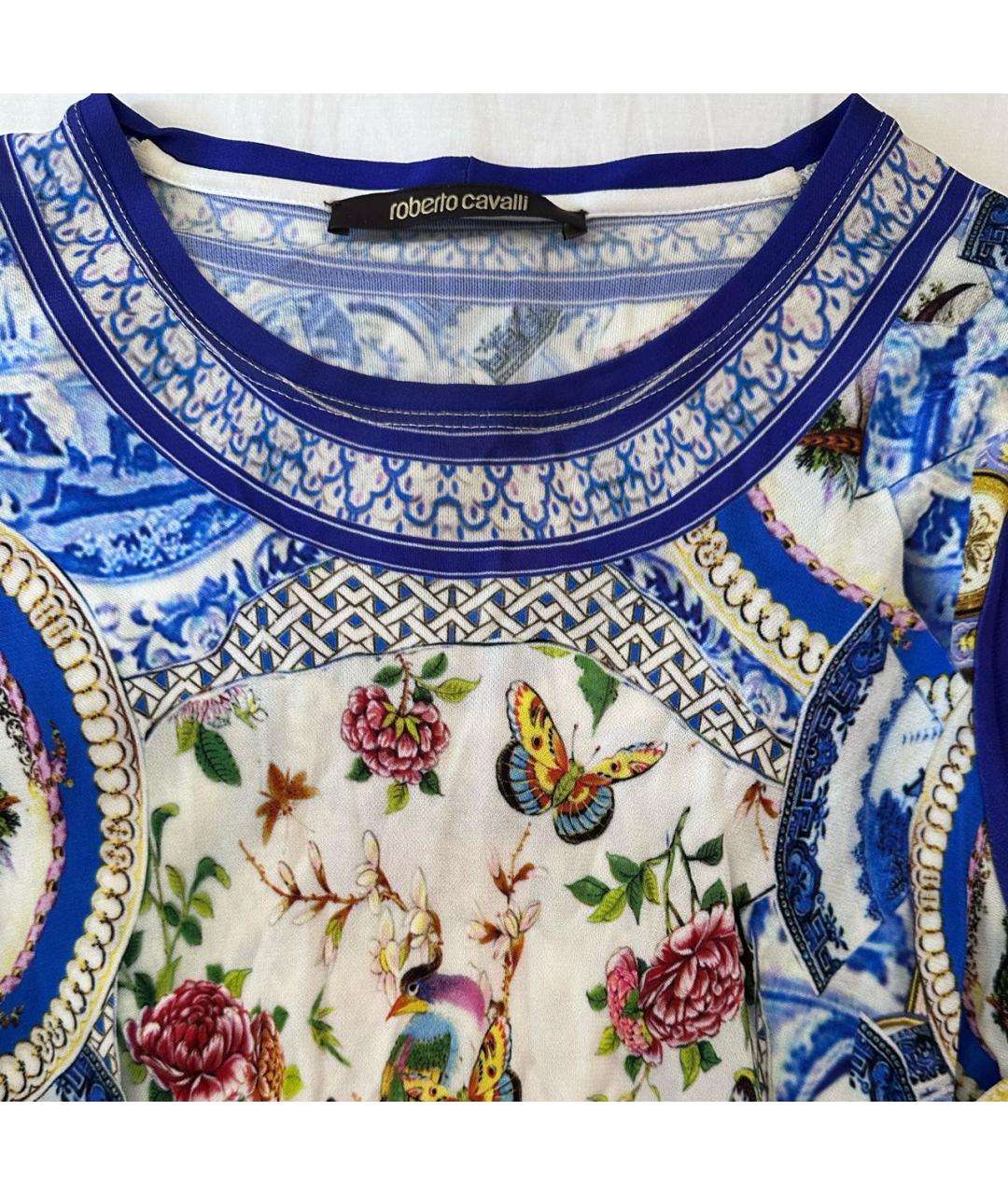 ROBERTO CAVALLI Синее полиэстеровое коктейльное платье, фото 3
