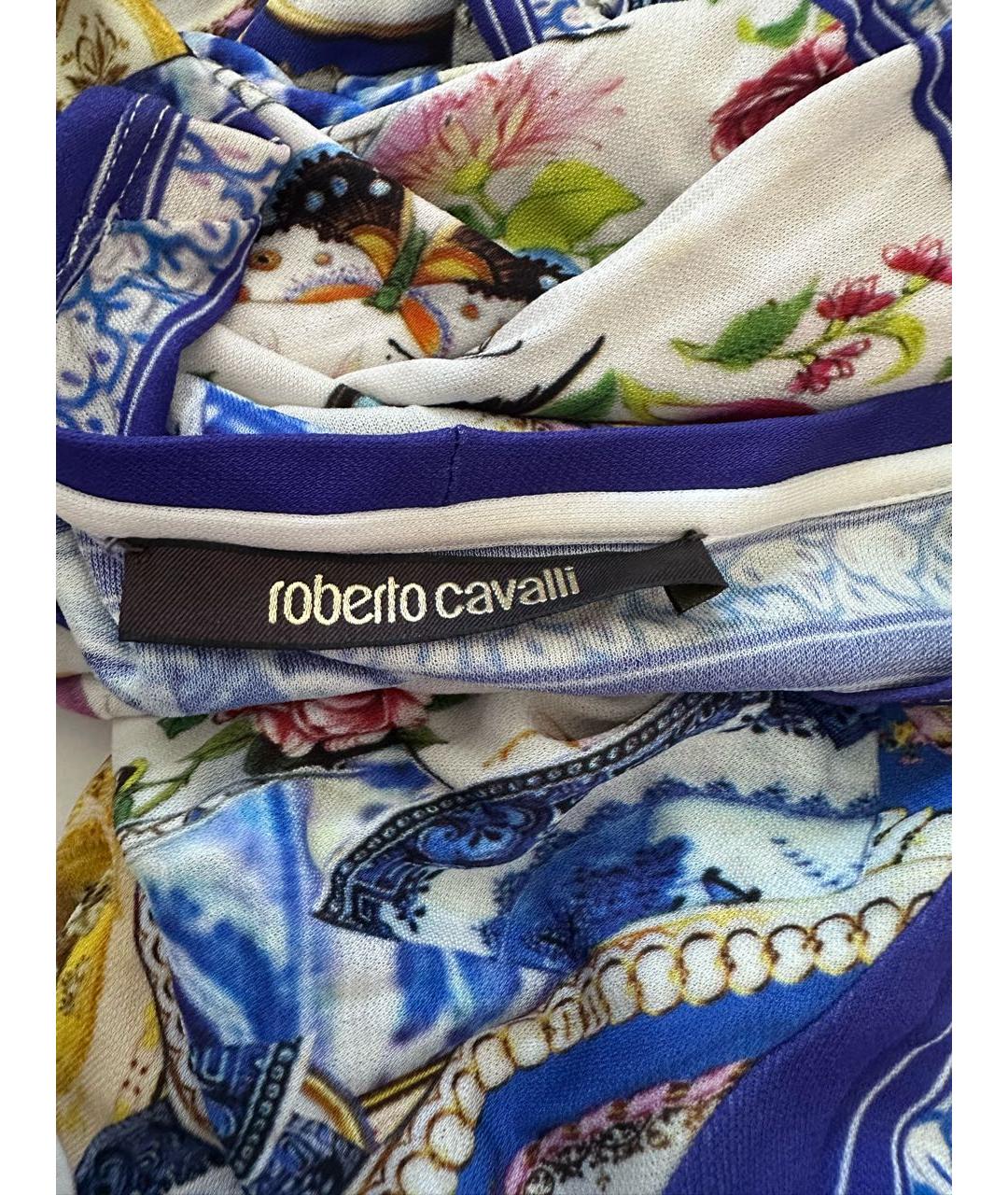 ROBERTO CAVALLI Синее полиэстеровое коктейльное платье, фото 5