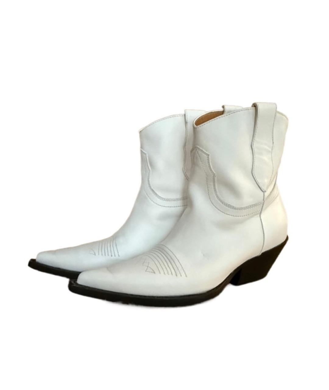MAISON MARGIELA Белые кожаные полусапоги, фото 2