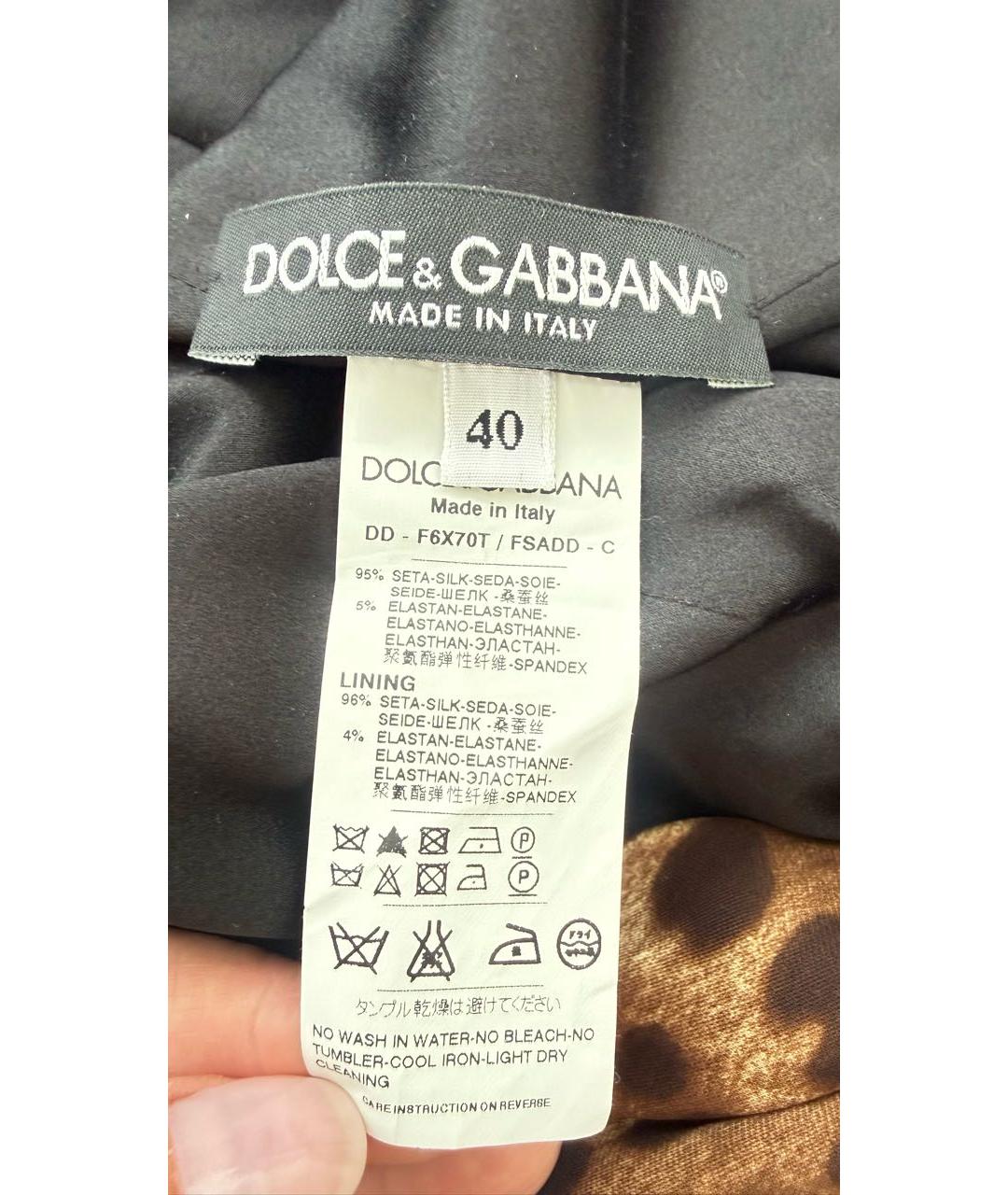DOLCE&GABBANA Коричневое шелковое повседневное платье, фото 4