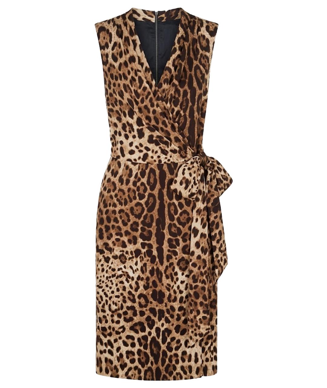 DOLCE&GABBANA Коричневое шелковое повседневное платье, фото 1