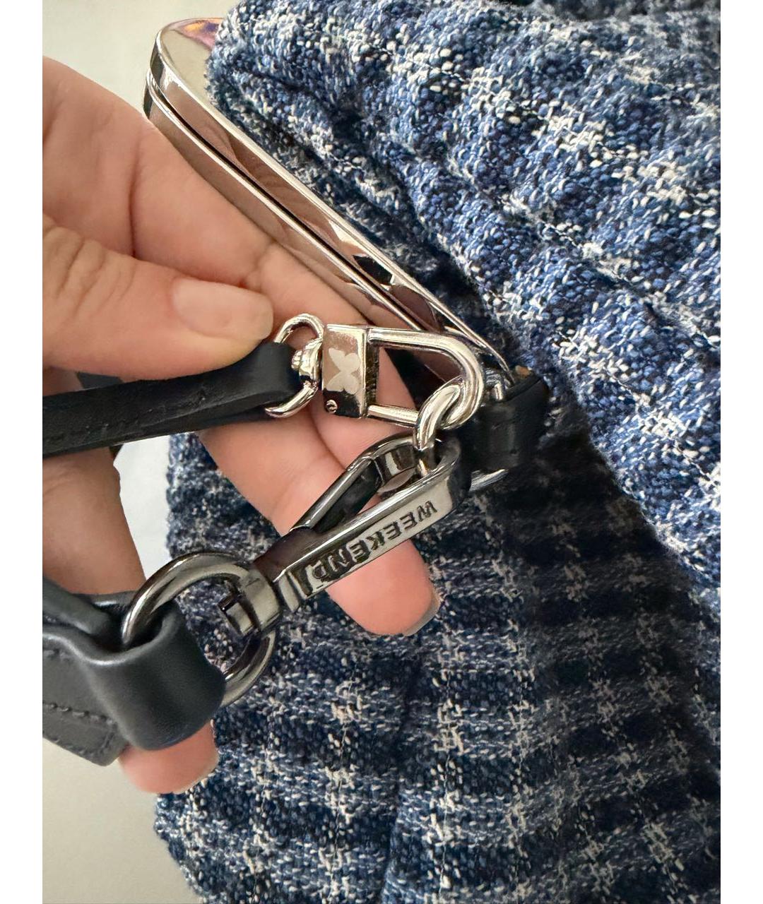 WEEKEND MAX MARA Темно-синяя тканевая сумка через плечо, фото 4