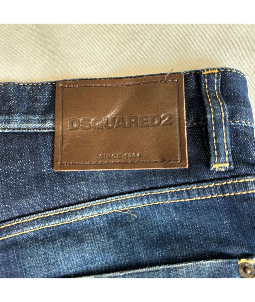 DSQUARED2 Темно-синие хлопковые прямые джинсы, фото 8